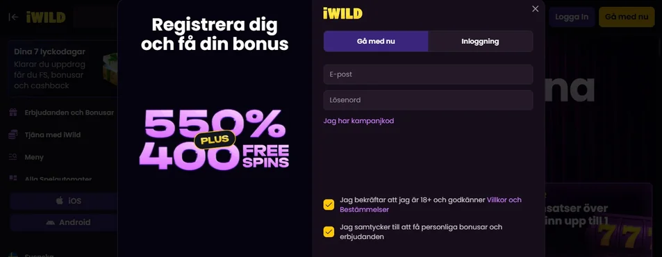 Registrera dig och få bonus.